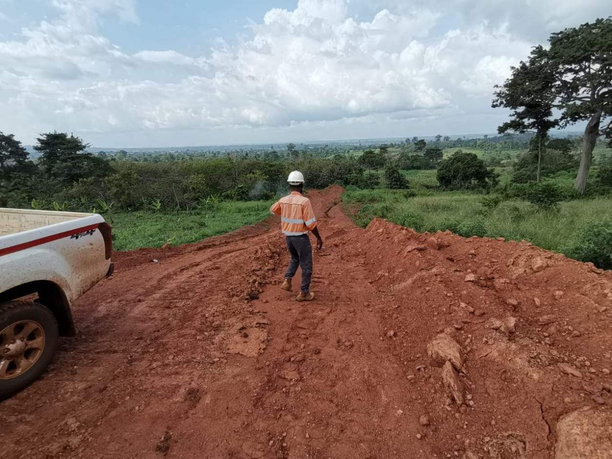 A road being constructed in Côte d'Ivoire