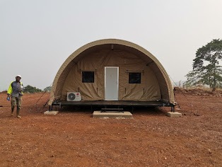 A tent at an exploratory camp in Côte d'Ivoire
